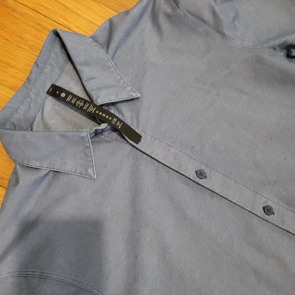 Lululemon Commission Long Sleeve Blue Shirt Men's Button Front Excellent - Picture 5 of 6